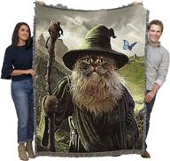 catdalf - lord of the rings inspired parody - vincent 🐱 hie - cotton woven blanket throw - handcrafted in the usa (72x54) logo
