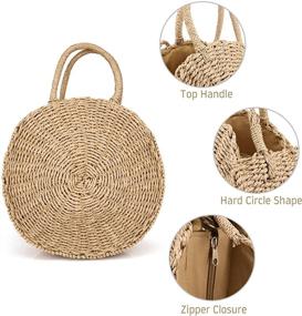 img 3 attached to 👜 Handwoven Round Rattan Beach Bag for Women - Straw Summer Tote, Cross Body Shoulder Messenger Satchel