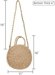 img 2 attached to 👜 Handwoven Round Rattan Beach Bag for Women - Straw Summer Tote, Cross Body Shoulder Messenger Satchel