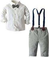 👕 sangtree baby boys clothing set: dress shirt with bowtie + suspender pants, sizes 6m-6y logo