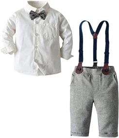 img 4 attached to 👕 SANGTREE Baby Boys Clothing Set: Dress Shirt with Bowtie + Suspender Pants, Sizes 6M-6Y