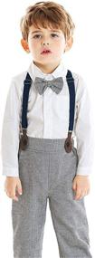 img 3 attached to 👕 SANGTREE Baby Boys Clothing Set: Dress Shirt with Bowtie + Suspender Pants, Sizes 6M-6Y