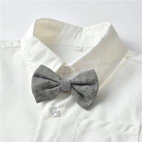 img 2 attached to 👕 SANGTREE Baby Boys Clothing Set: Dress Shirt with Bowtie + Suspender Pants, Sizes 6M-6Y
