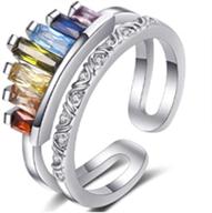 💍 colorful rainbow rhinestone zircon rings set - adjustable opening jewelry for women, men, boys, and girls logo
