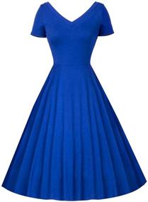 img 4 attached to 👗 Oyza9Pe Womens Vintage Shirtwaist Skaters: Retro Chic Dresses for Women's Clothing