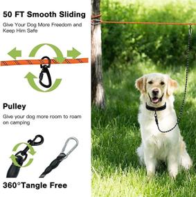 img 3 attached to 🐾 Jorysics Heavy Duty Dog Tie Out Cable for Camping - 50ft Trolley System with 10ft Runner Cable for Small to Large Dogs Up to 200lbs - Premium Dog Lead Line for Yard, Park, and Outdoor Events