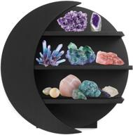 🌙 boho wooden moon shelf: stylish wall/tabletop essential oil & crystal display - 11.8 inches diameter logo