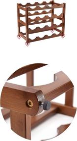 img 1 attached to Bamboo Wine Holder 4 Layer Wine Shelf - Stylish and Sturdy Wine Cabinet Display Stand for Home Living Room Kitchen Bar - Solid Wood Construction - Easy Manual Assembly