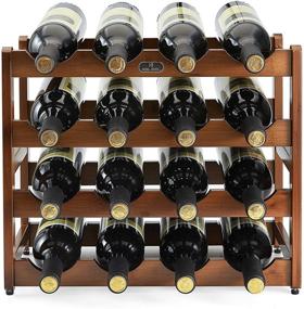 img 2 attached to Bamboo Wine Holder 4 Layer Wine Shelf - Stylish and Sturdy Wine Cabinet Display Stand for Home Living Room Kitchen Bar - Solid Wood Construction - Easy Manual Assembly