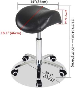 img 1 attached to 🪑 Saddle Stool Rolling Chair for Medical Massage Salon, Kitchen, Spa, and Drafting - Adjustable Hydraulic Stool with Wheels, Black (No Backrest)