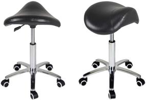 img 3 attached to 🪑 Saddle Stool Rolling Chair for Medical Massage Salon, Kitchen, Spa, and Drafting - Adjustable Hydraulic Stool with Wheels, Black (No Backrest)