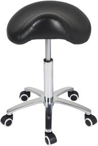 img 4 attached to 🪑 Saddle Stool Rolling Chair for Medical Massage Salon, Kitchen, Spa, and Drafting - Adjustable Hydraulic Stool with Wheels, Black (No Backrest)