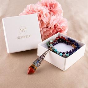 img 2 attached to 📿 Bivei 7 Chakra Healing Necklace: Real Stone 12 Faceted Prism Witch Pendulum Crystal Gemstone Hand Knotted 108 Beads for Meditation, Anxiety, and Yoga