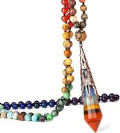 📿 bivei 7 chakra healing necklace: real stone 12 faceted prism witch pendulum crystal gemstone hand knotted 108 beads for meditation, anxiety, and yoga logo