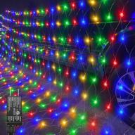 multicolor 12ft x 5ft connectable led christmas net lights for decorations - waterproof, timer & 8 modes logo
