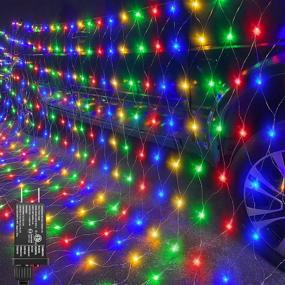 img 4 attached to Multicolor 12ft x 5ft Connectable LED Christmas Net Lights for Decorations - Waterproof, Timer & 8 Modes