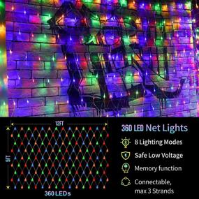 img 2 attached to Multicolor 12ft x 5ft Connectable LED Christmas Net Lights for Decorations - Waterproof, Timer & 8 Modes