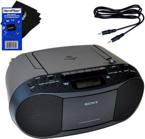img 1 attached to 🎵 Sony CFDS70-BLK CD/MP3 Cassette Boombox Home Audio Radio, Black, with Smartphones & MP3 Players Auxiliary Cable & HeroFiber Ultra Gentle Cleaning Cloth