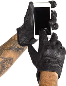 img 2 attached to 🧤 Viking Cycle Men’s XX-Large Premium Leather Perforated Touch Screen Motorcycle Gloves - Black