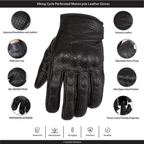 img 1 attached to 🧤 Viking Cycle Men’s XX-Large Premium Leather Perforated Touch Screen Motorcycle Gloves - Black