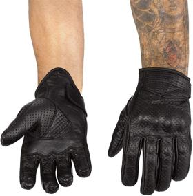 img 3 attached to 🧤 Viking Cycle Men’s XX-Large Premium Leather Perforated Touch Screen Motorcycle Gloves - Black