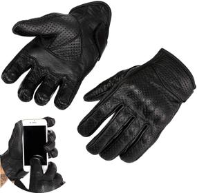 img 4 attached to 🧤 Viking Cycle Men’s XX-Large Premium Leather Perforated Touch Screen Motorcycle Gloves - Black