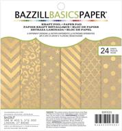 📝 bazzill premium paper 6 x 6-inch kraft with gold foil paper pad - 24 double-sided sheets in 6 unique designs logo