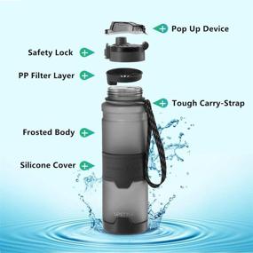 img 3 attached to 🍹 Jueachy Sport Water Bottle: Leak-Proof, BPA-Free, Time Marker, Fruit Tea Infuser & Straw with Easy Open Push Flip Top Lid