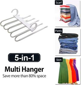 img 2 attached to 👖 Hong Feng 5-Layer Pants Hangers - Multi-Functional Non-Slip Space Saving Organizer for Pants, Jeans, Trousers, Skirts, and Scarves - (White, Set of 2)