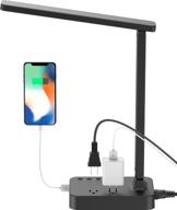 💡 drevet led desk lamp with usb charging, ac power outlet, 3 lighting modes and timer - black логотип