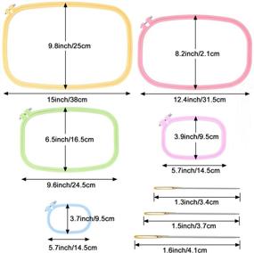 img 3 attached to 🌈 Colorful Square Embroidery Hoops Set with Needles - 5 Pieces ABS Plastic Hoops for DIY Art, Craft, and Sewing in Different Sizes