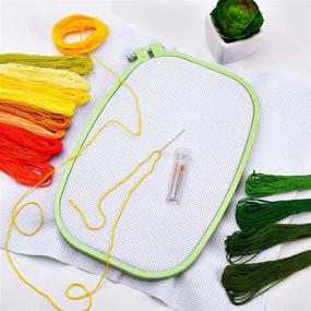 img 2 attached to 🌈 Colorful Square Embroidery Hoops Set with Needles - 5 Pieces ABS Plastic Hoops for DIY Art, Craft, and Sewing in Different Sizes