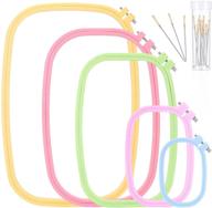 🌈 colorful square embroidery hoops set with needles - 5 pieces abs plastic hoops for diy art, craft, and sewing in different sizes logo