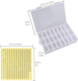 img 3 attached to 🧵 Organizer Box for Embroidery Floss with 24 Adjustable Grids, Includes 120 Plastic Floss Bobbins and 552 Number Stickers - Ideal for Cross Stitch and Sewing Thread Storage