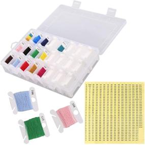 img 4 attached to 🧵 Organizer Box for Embroidery Floss with 24 Adjustable Grids, Includes 120 Plastic Floss Bobbins and 552 Number Stickers - Ideal for Cross Stitch and Sewing Thread Storage