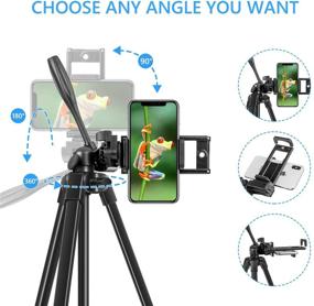 img 2 attached to 📸 55 Inch Phone Tripod Stand with Lightweight Aluminum Universal and 1/4 Plate for Camera - Smartphone and iPad Tripod Mount for Android Phone - Includes Carrying Bag and Bluetooth Remote