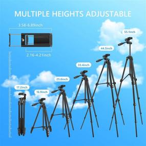 img 1 attached to 📸 55 Inch Phone Tripod Stand with Lightweight Aluminum Universal and 1/4 Plate for Camera - Smartphone and iPad Tripod Mount for Android Phone - Includes Carrying Bag and Bluetooth Remote