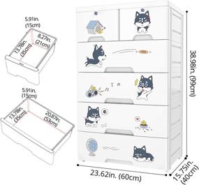 img 2 attached to 🗄️ Nafenai Large White Plastic Dresser with 6 Drawers - Storage Organizer for Clothes, Toys, Bedroom, Playroom, Closet - Includes 2 Lockers