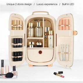 img 3 attached to IKER 12L Beauty Fridge: The Perfect Christmas Gift for Exquisite Women & Girls - Professional Skincare Fridge with 2 Door Design for Cosmetics Storage (Sugar White)