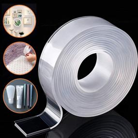 img 4 attached to 🔁 Washable Double Sided Nano Gel Tape - Strong Adhesion, Traceless Removable Wall, Kitchen, Carpet, Photo Fixing Tape by Honwally (3 Meters, 2mm)