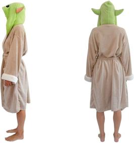 img 3 attached to 🛀 Star Wars: The Mandalorian Grogu Women's Hooded Bathrobe - Baby Yoda Soft Plush Spa Robe