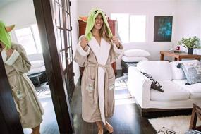 img 2 attached to 🛀 Star Wars: The Mandalorian Grogu Women's Hooded Bathrobe - Baby Yoda Soft Plush Spa Robe