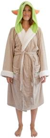 img 4 attached to 🛀 Star Wars: The Mandalorian Grogu Women's Hooded Bathrobe - Baby Yoda Soft Plush Spa Robe