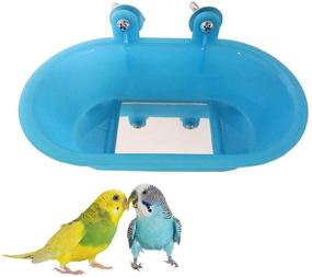 img 4 attached to 🛀 Wontee Bird Bath with Mirror Toy - Optimized Parrot Bathroom Tub for Small Birds, Parrot Canary, Budgies, Parakeets