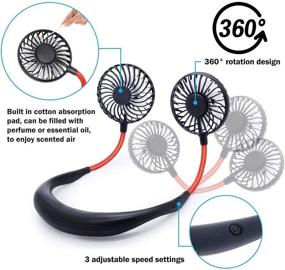 img 3 attached to 🌀 YZHI 360-Degree Neckband Fan - Battery Operated & Rechargeable - Portable Neck Fan with Two Mini Fans