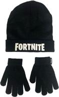 fortnite boys beanie gloves black logo