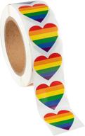 🌈 juvale gay pride rainbow heart sticker roll - 1000 pack of 1.5 x 1.7 in self adhesive stickers logo