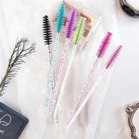 img 2 attached to 🖌️ Elisel 300 PCS Disposable Crystal Multicolor Mascara Brushes: Premium Eyelash Wands for Extensions & Makeup Tools