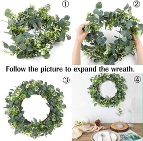 img 1 attached to 🌿 Whonline 19 Inch Artificial Eucalyptus Wreath: Festive Front Door Spring Summer Décor - Large Green Leaf Design for Celebrations, Walls, Windows, Porch, Farmhouse, Patio & Garden