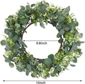 img 3 attached to 🌿 Whonline 19 Inch Artificial Eucalyptus Wreath: Festive Front Door Spring Summer Décor - Large Green Leaf Design for Celebrations, Walls, Windows, Porch, Farmhouse, Patio & Garden